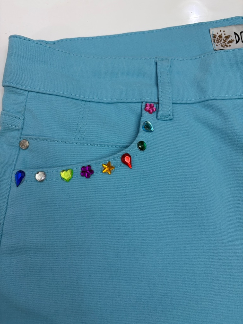 Dolcezza Light Blue Stretch Shorts – Chic Summer Staple size 14 NWT - Picture 3 of 13